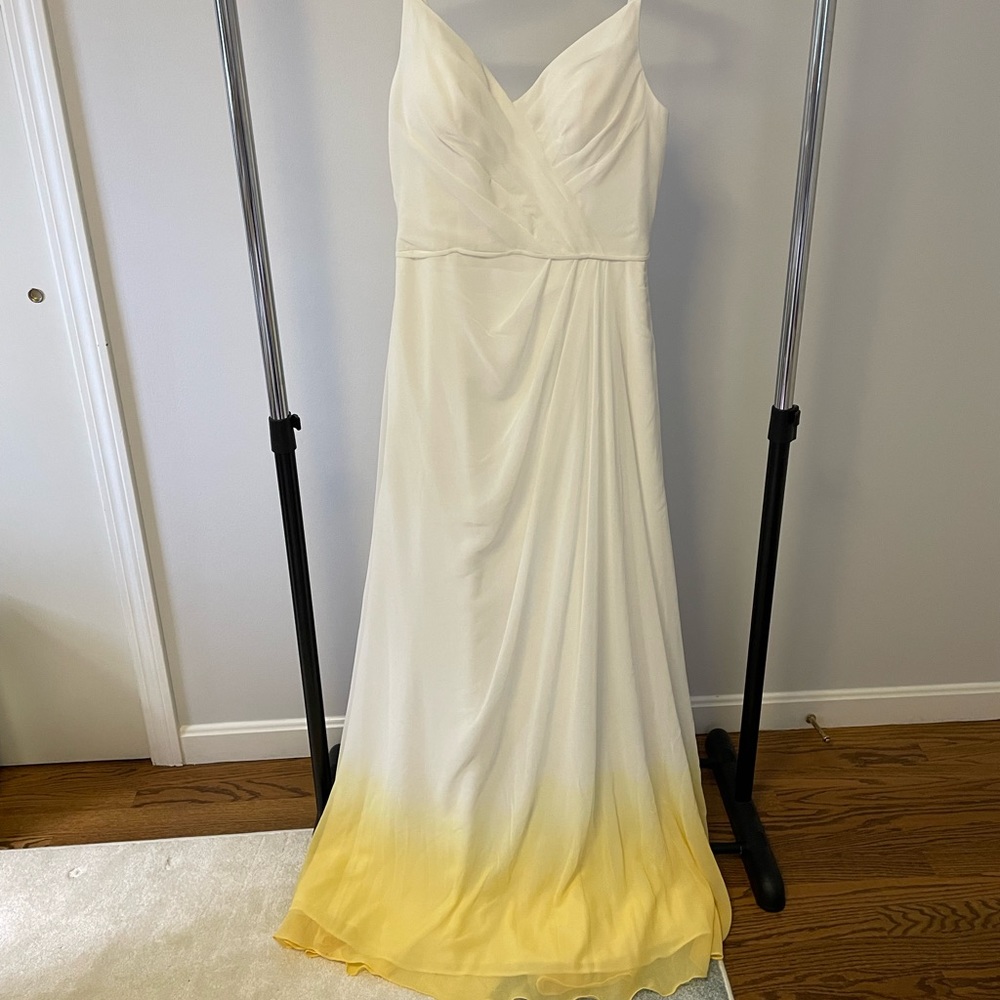 Custom dip-dyed yellow ombré wedding dress
